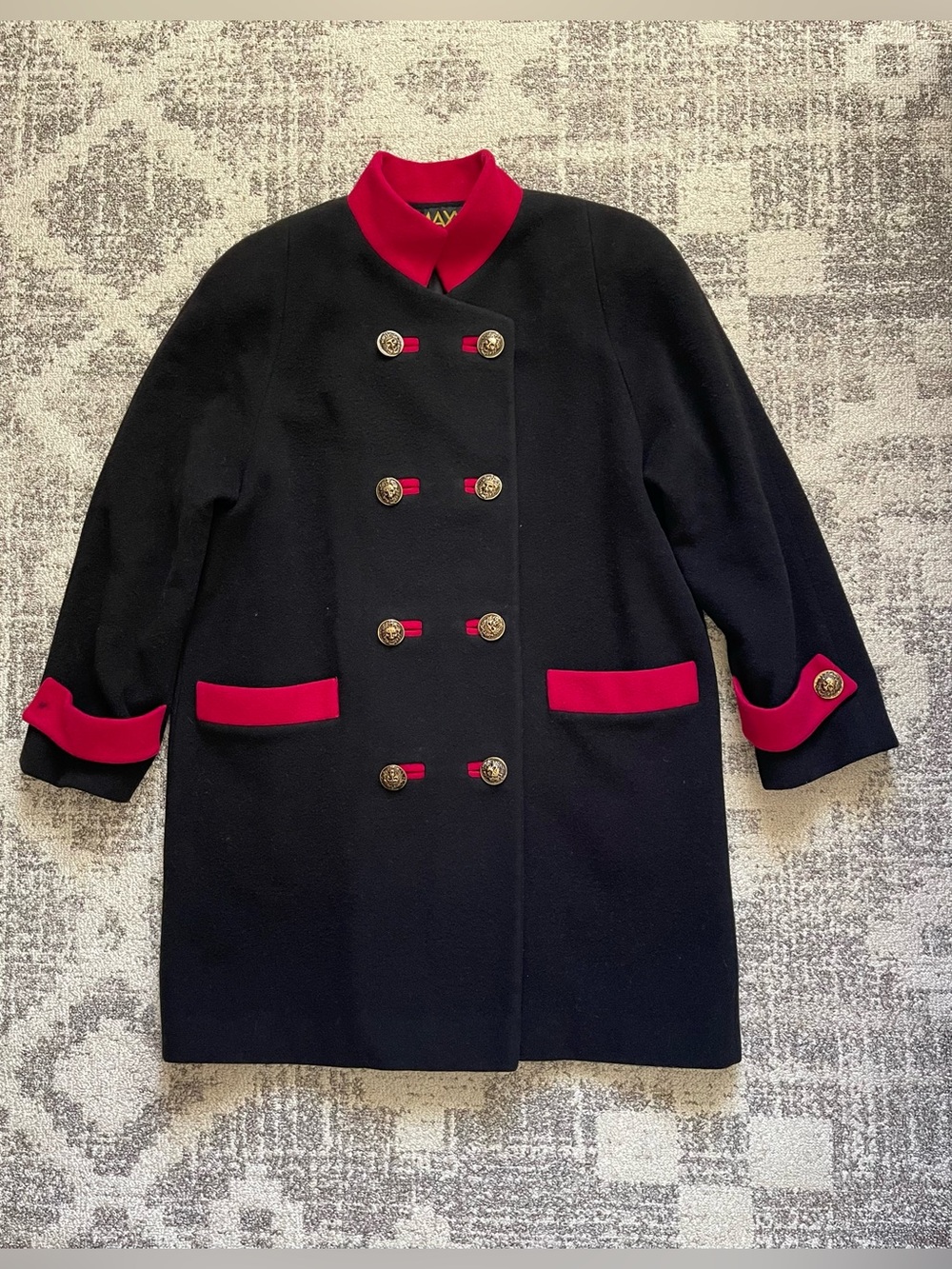 Vintage  Maxx Meren Wool Double-Breasted Officers Coat